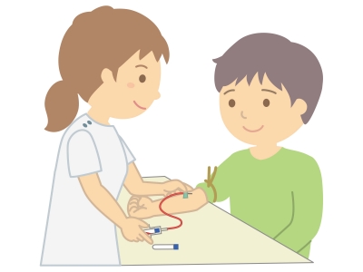 点滴、採血の時 腕まくりできる服装で