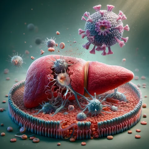 B型肝炎ウイルスと肝炎のイメージ画像