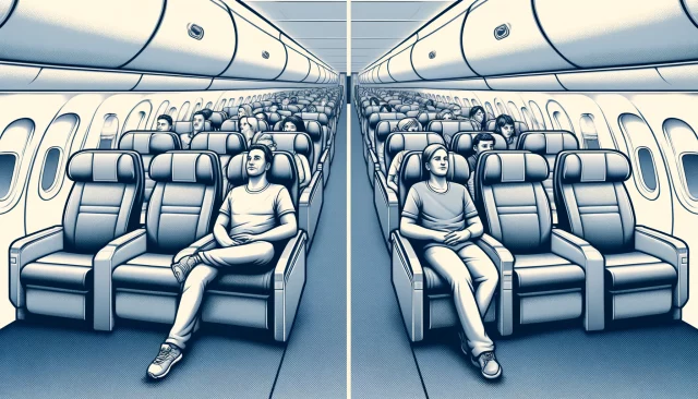 飛行機の前方の快適な席のイラスト